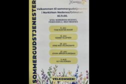 Sommergudstjenester, sommer 2025 i Norkirken Nedenes