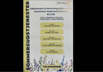 Sommergudstjenester, sommer 2025 i Norkirken Nedenes